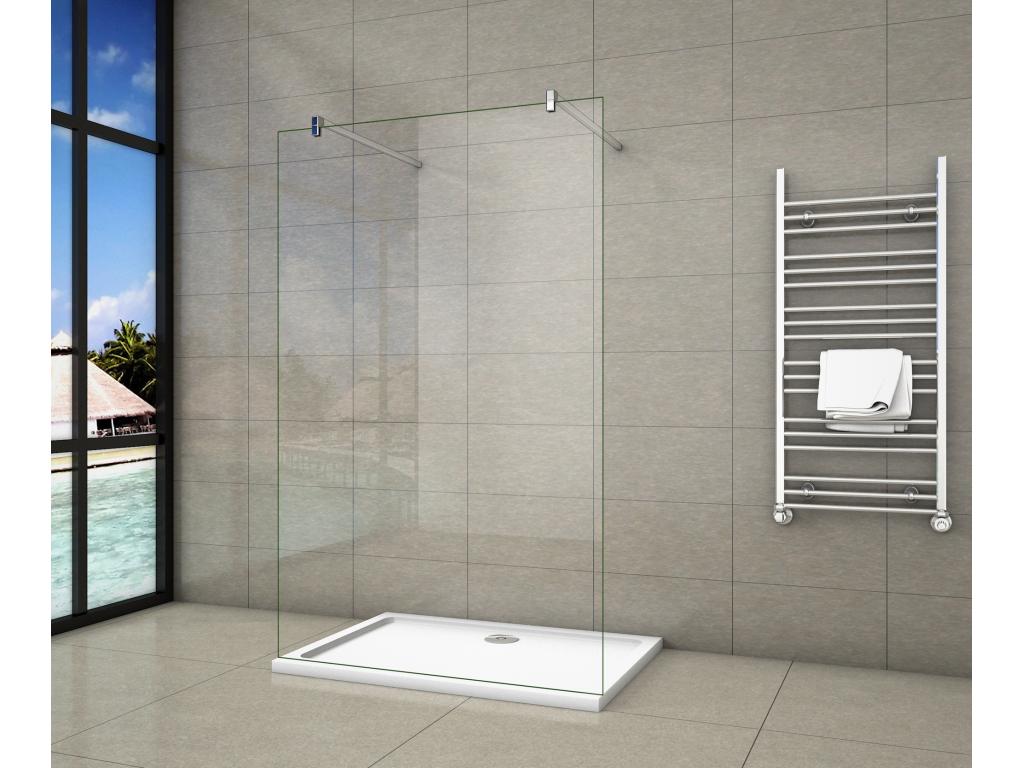 Panel de ducha vidrio 8mm con película de seguridad 117x200cm,dos barras de soporte 90cm