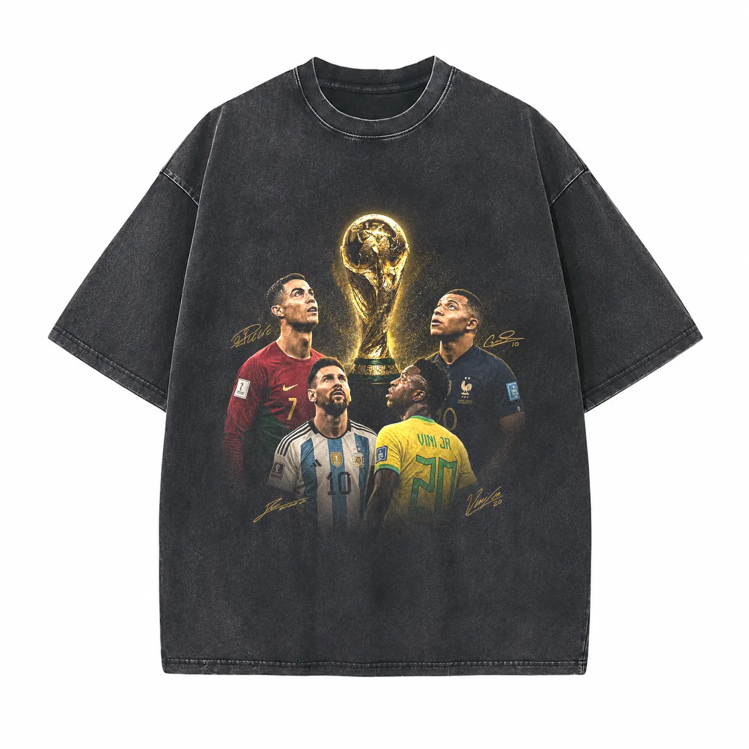 Classic Football Icons Printed Unisex Washed T-Shirt