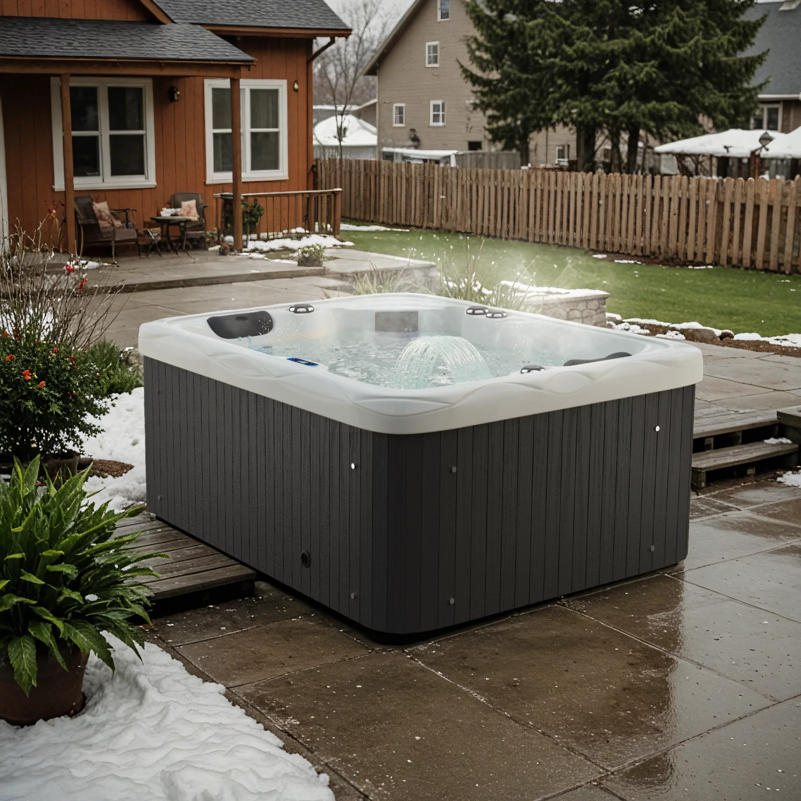Patiowell 2 Person Home Spa Hot Tub for Outdoor, with 41pcs Massage Jets, LED lighting, Built-In Water Purification System, 900L, Black - Image 2