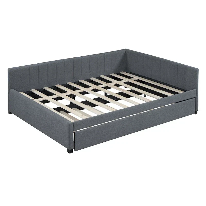 Merax Upholstered Full-Size Daybed with Trundle Feature