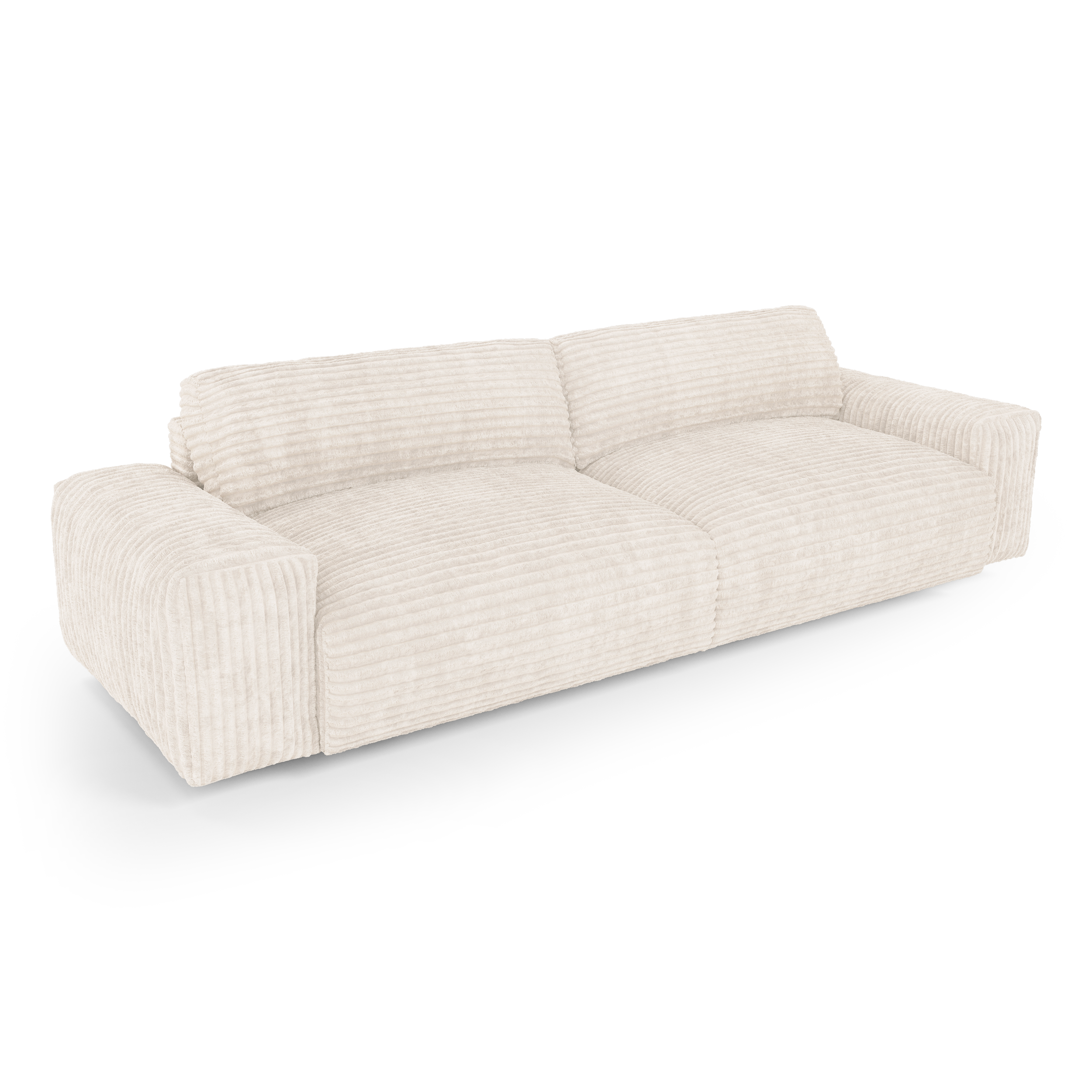 Rechte bank BLISS 3 personen XXL ribfluweel Crème
