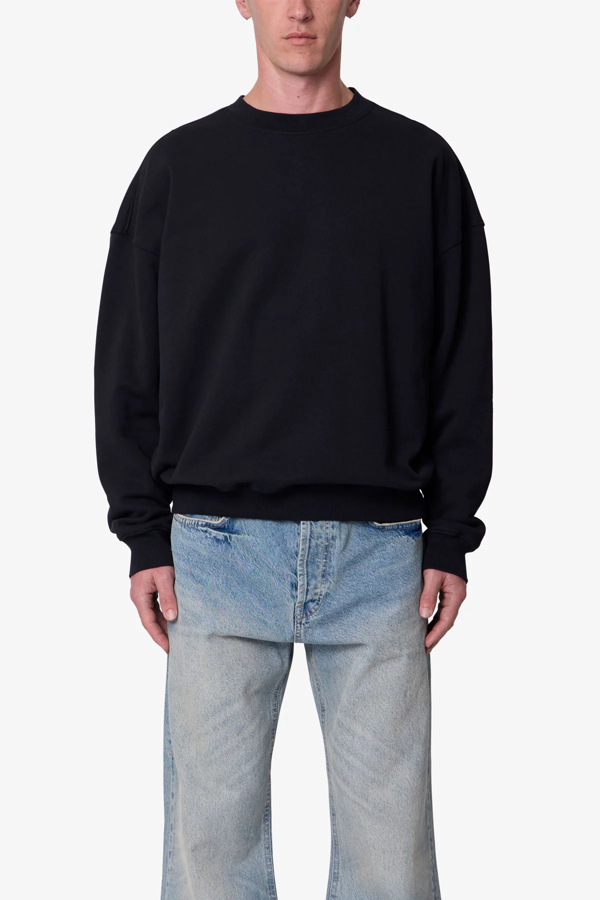Heavy Basic Crewneck Sweater - Black