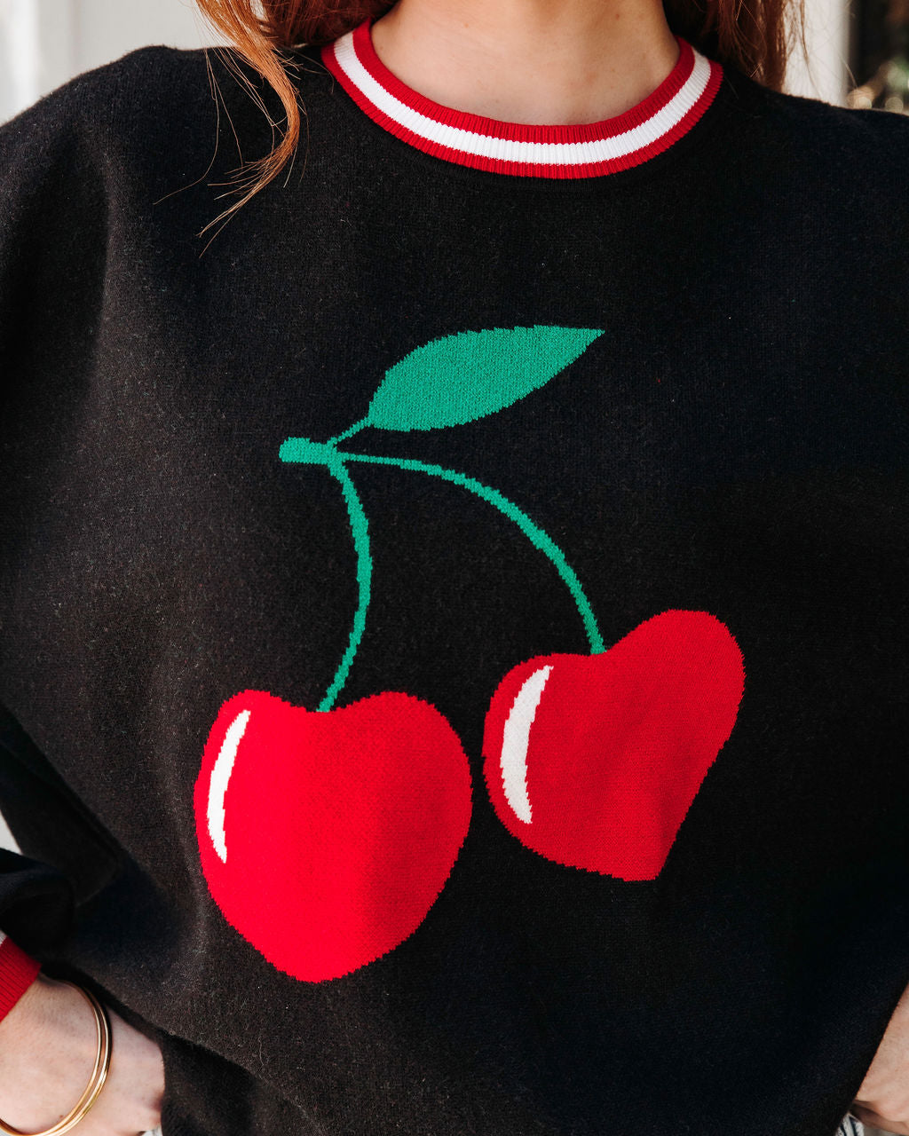 Top It With A Cherry Sweater - Black - Se7enfashion