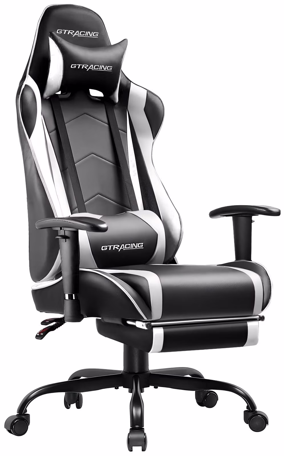 GTRACING Gaming Chair, Ergonomic Office Desk Chair with Lumbar Support, PU Leather, Footrest & Adjustable Headrest, Red - Image 9