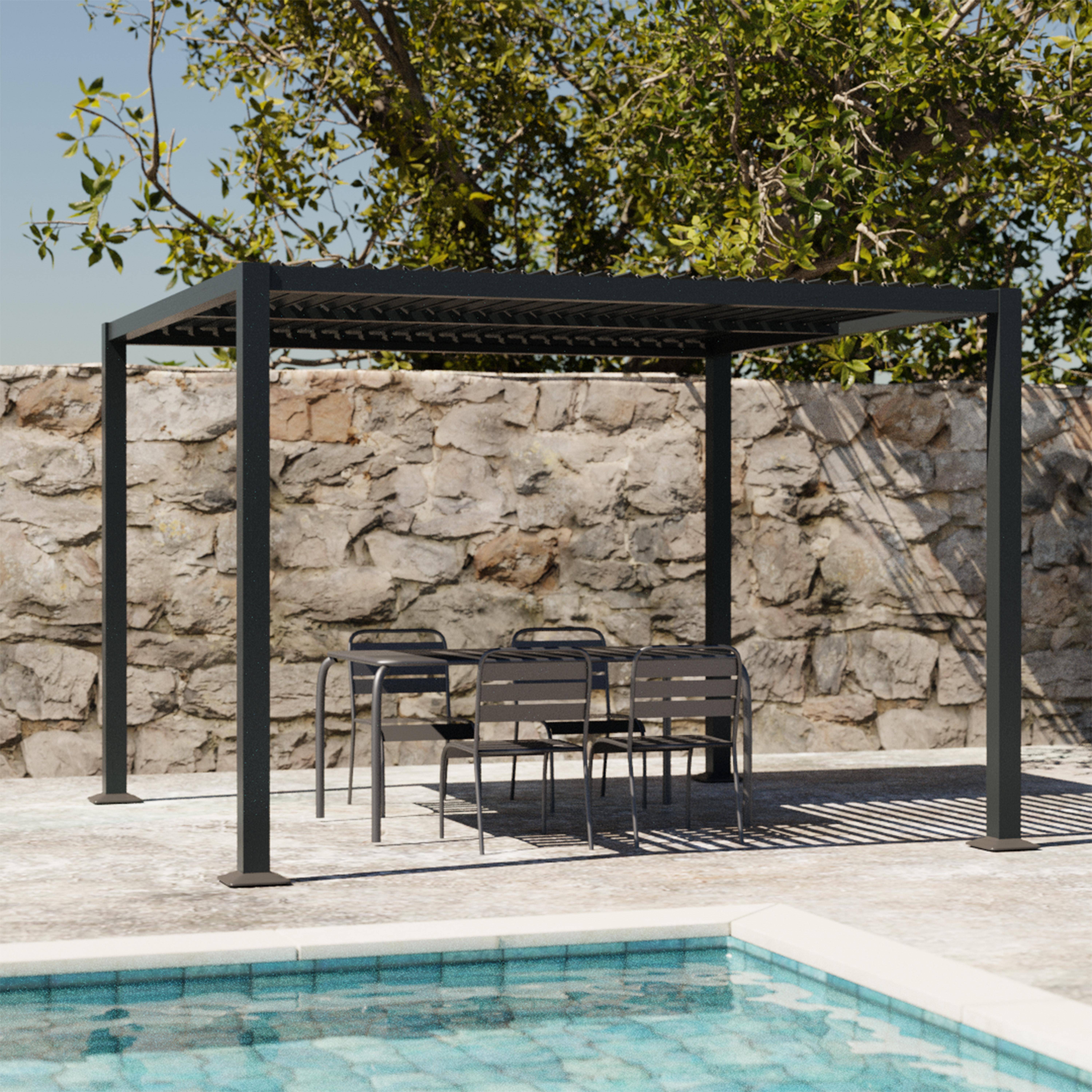 Palace 3x3m - Pérgola bioclimática 3x3m de lamas de aluminio y acero