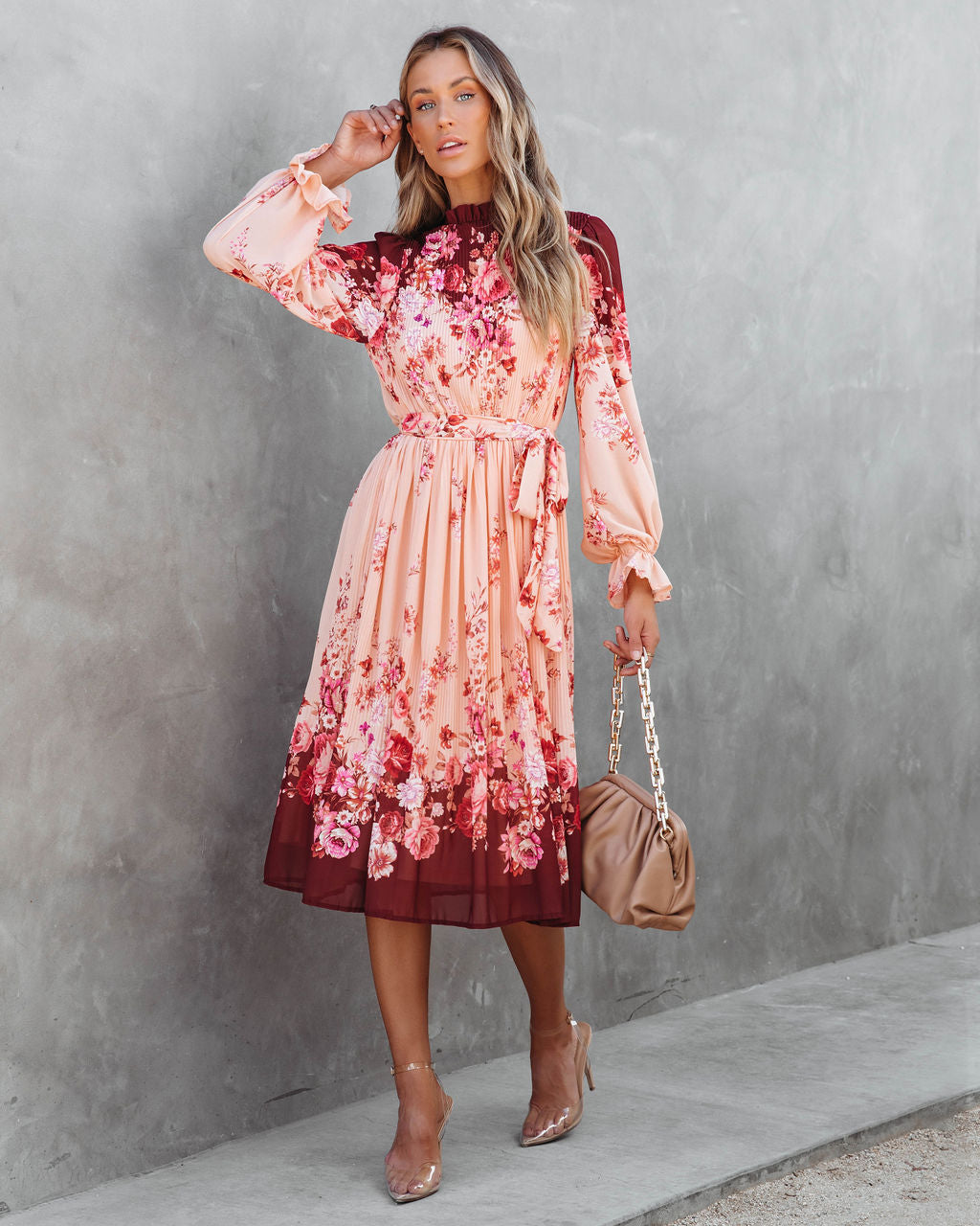 Lifetime Of Love Floral Pleated Midi Dress - Se7enfashion