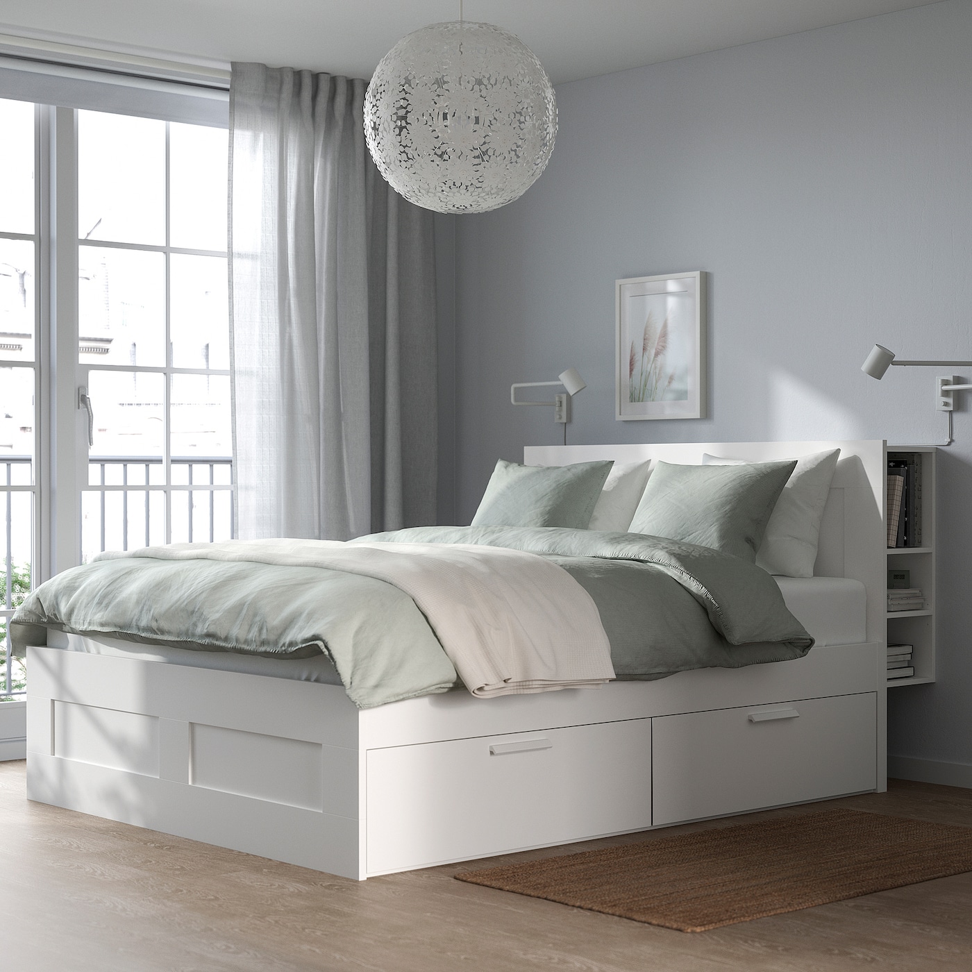 Decofiq estructura cama con almacenamiento, blanco, 160x200 cm LKrVSqJ251TS
