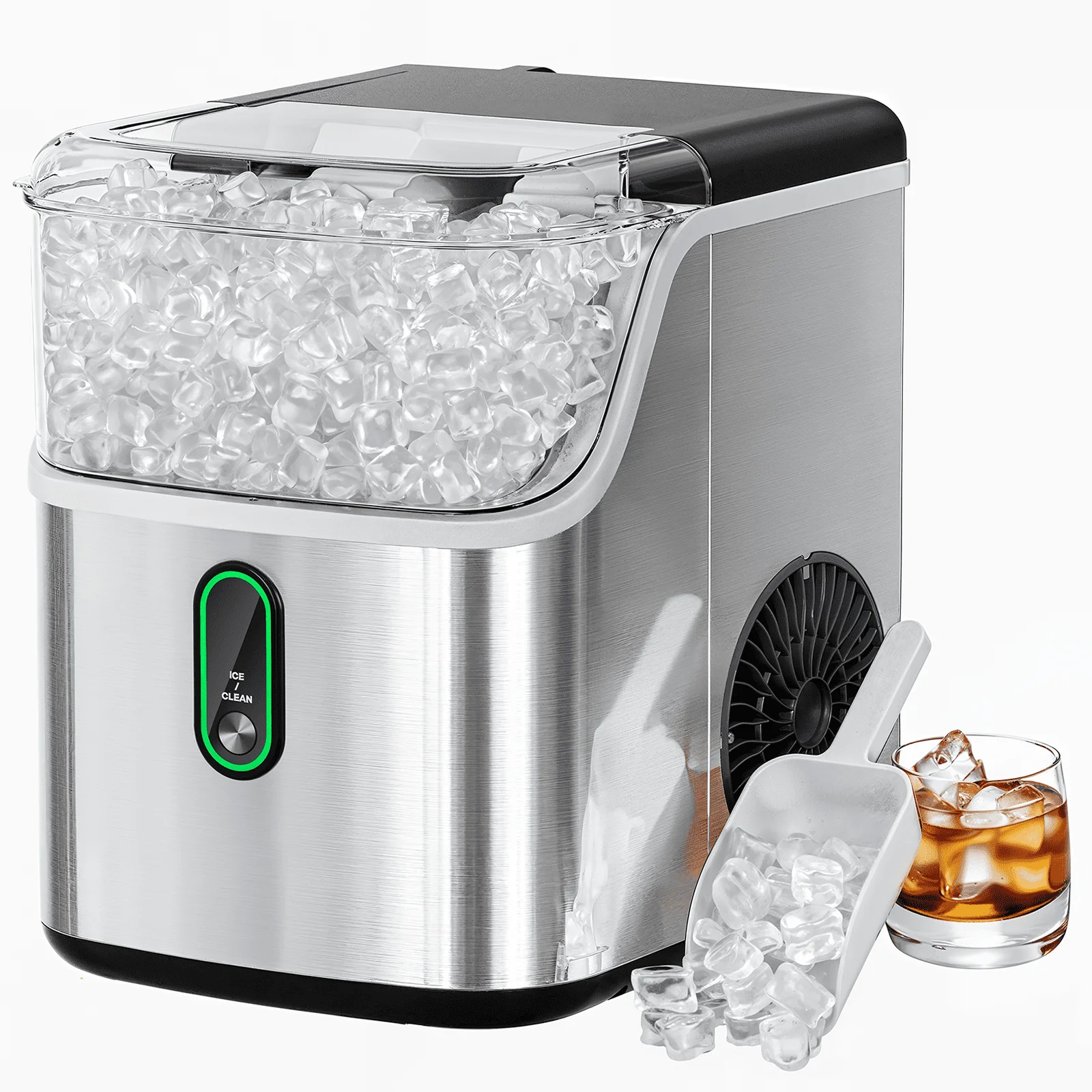 Philergo Nugget Ice Maker Countertop, Pebble Ice Maker Machine with Self-Cleaning, 35lbs/24hr, Soft Chewable Pellet Ice Maker for Home, Kitchen, Stainless Steel - Image 9