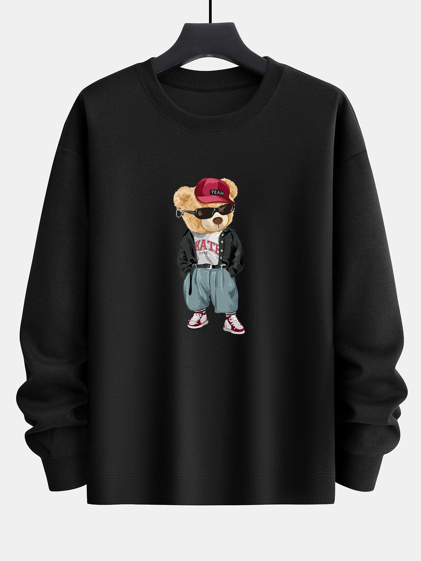 Cool Style Bear Print Relax Fit Sweatshirt