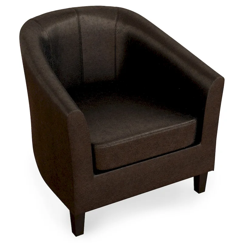 Modern Tub Accent Chair with Upholstered Seat and Wooden Legs