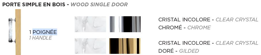 POIGNÉE DE PORTE FAUNES - CRISTAL INCOLORE, FINITION CHROME OU FINITION DORÉE