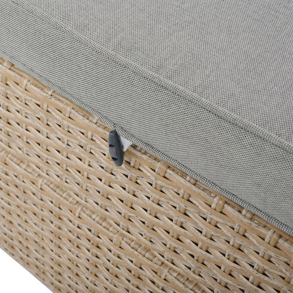 Harper & Bright Designs Rattan Outdoor Double Lounge Chaise 2-Person PE Wicker Outdoor Patio Sunbed with Canopy Cover for Backyard Garden Balcony, Beige+Black - Image 47