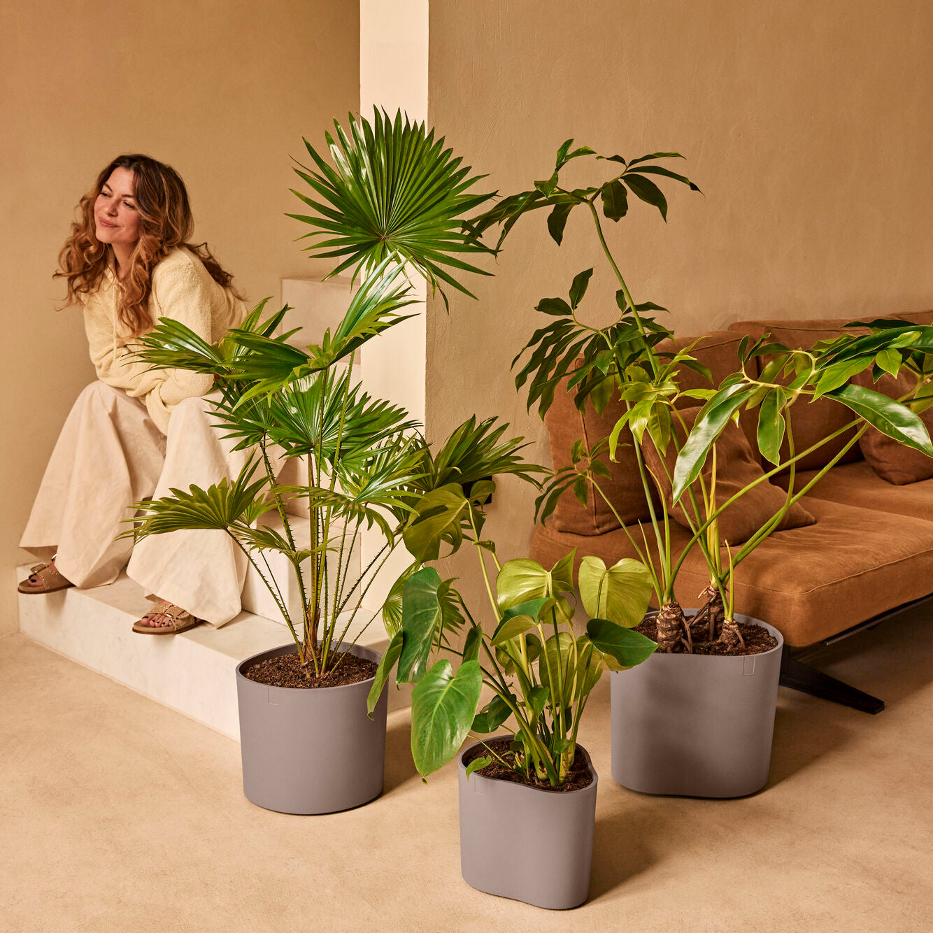 Elho Eden 25 - Zacht taupe - L 26 x B x H 23 cm - Binnen en Buiten - 1