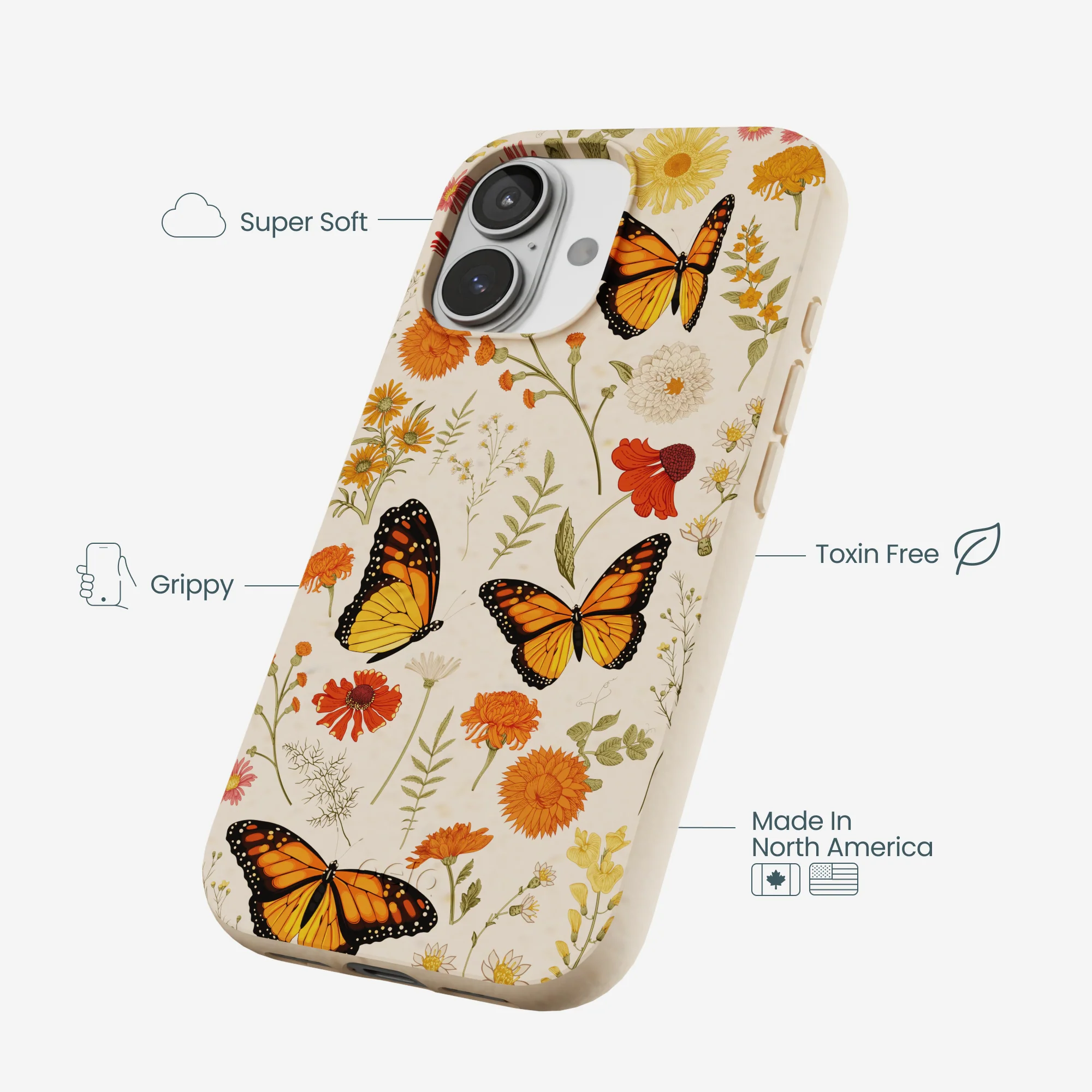 Seashell Monarch Butterfly iPhone 17 Case