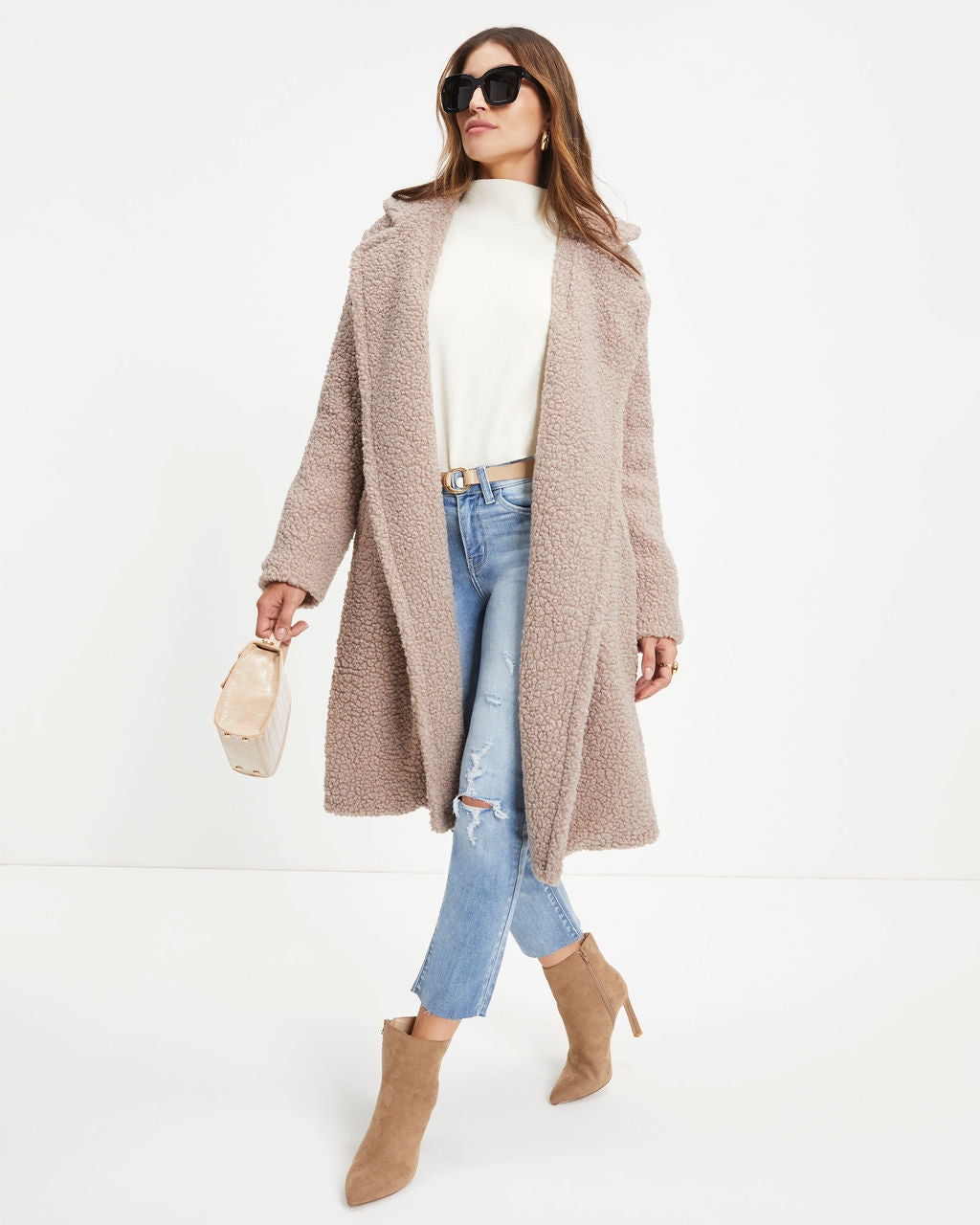 Theo Pocketed Teddy Coat - Stone - Se7enfashion