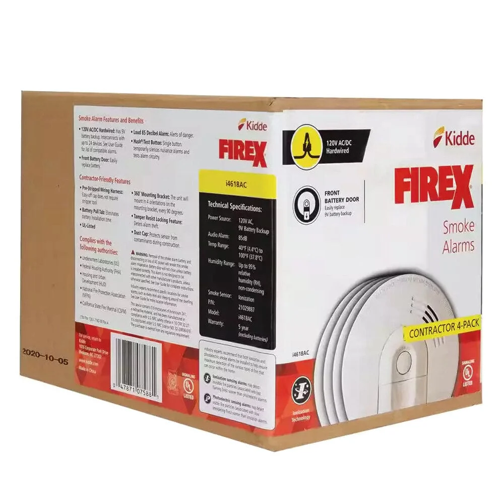 Firex Hardwired Ionization Smoke Detector 4-Pack - i4618 - Image 6 Firex Hardwired Ionization Smoke Detector 4-Pack - i4618 - Image 6