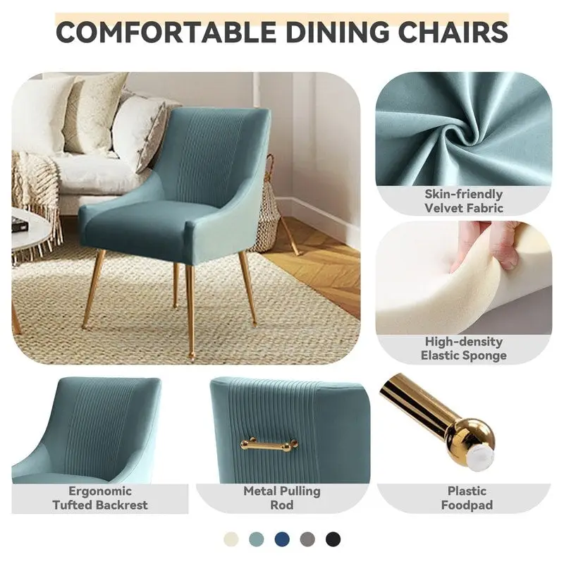 SEYNAR Set of 6 Modern Glam Boucle Velvet Dining or Vanity Chairs with Rear Handle
