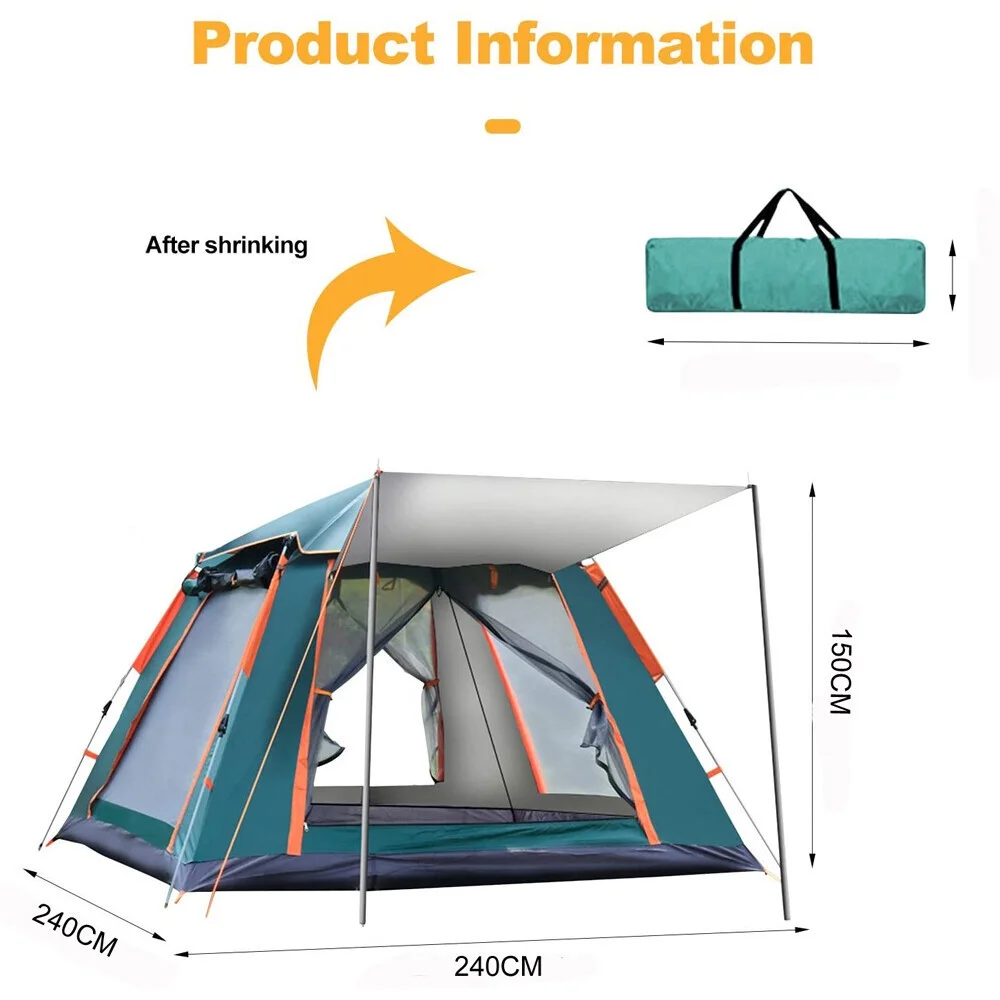 4 Person Family Camping Tent 4 Season Waterproof Anti-UV Windproof Tents Family - Image 4