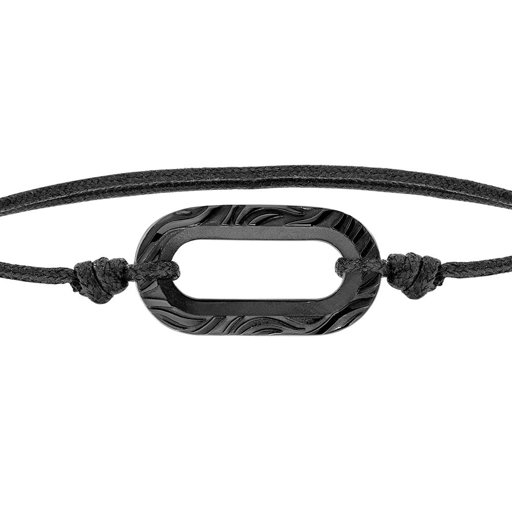 BRACELET CORDON EMPREINTE ANIMALE - CRISTAL NOIR, CORDON NOIR