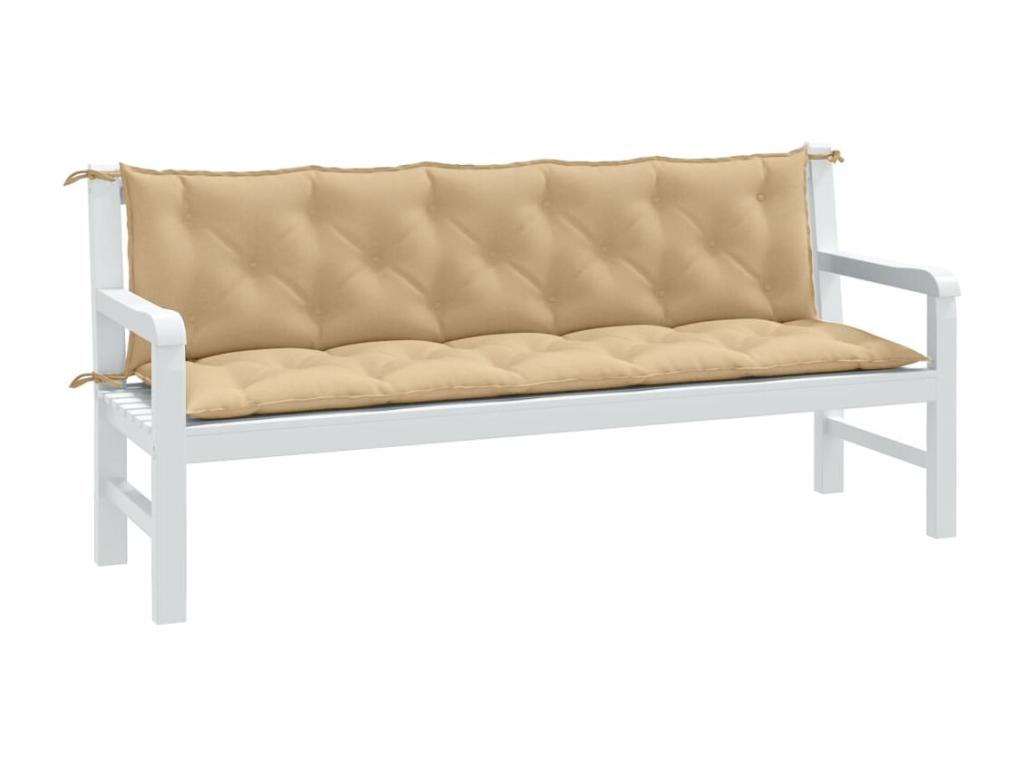 Cojines para banco jardín 2 uds tela beige melange 180x50x7 cm