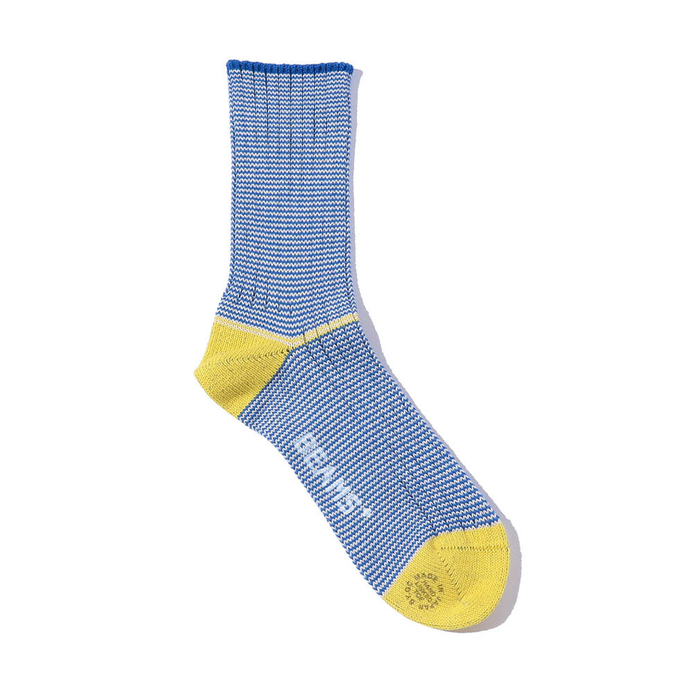 Beams Plus - Chaussettes Rib Pinstripe - Bleu & Jaune