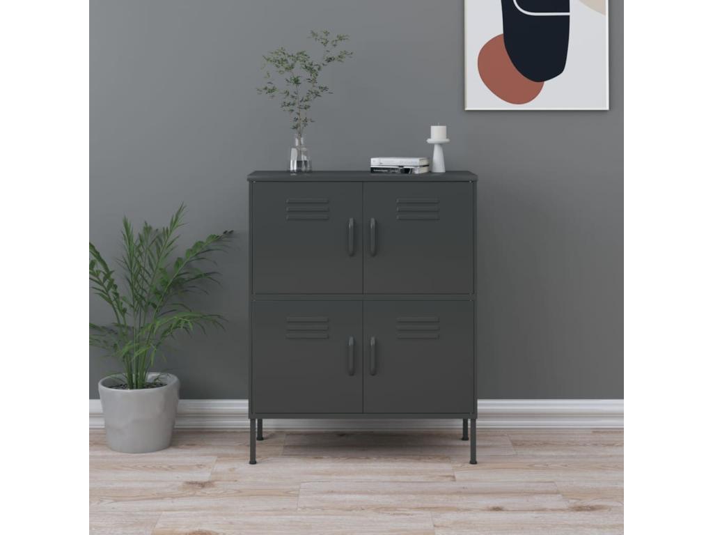 Armario de almacenamiento acero gris antracita 80x35x101 - 5 cm