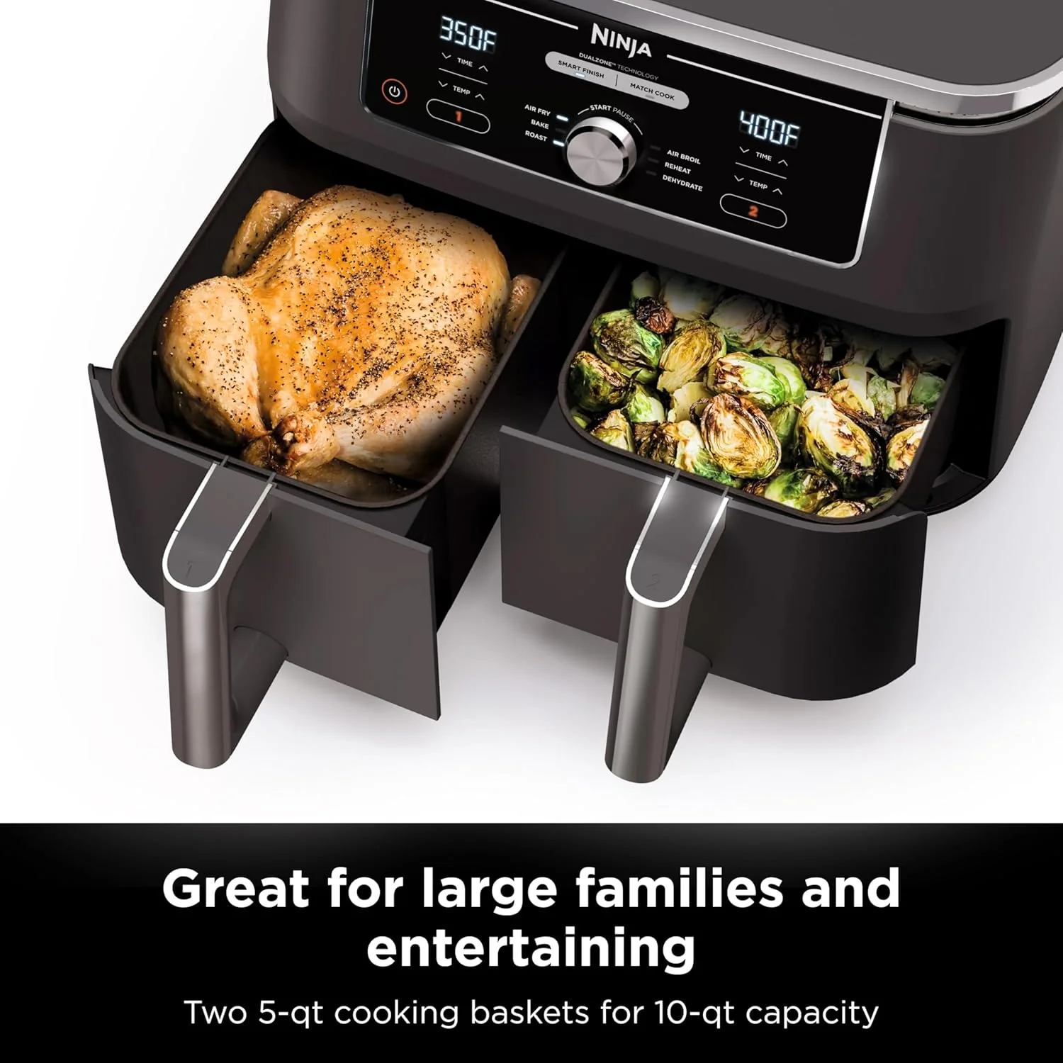 Ninja Foodi 6-in-1 FlexBasket Air Fryer with 7-Quart MegaZone and Basket Divider