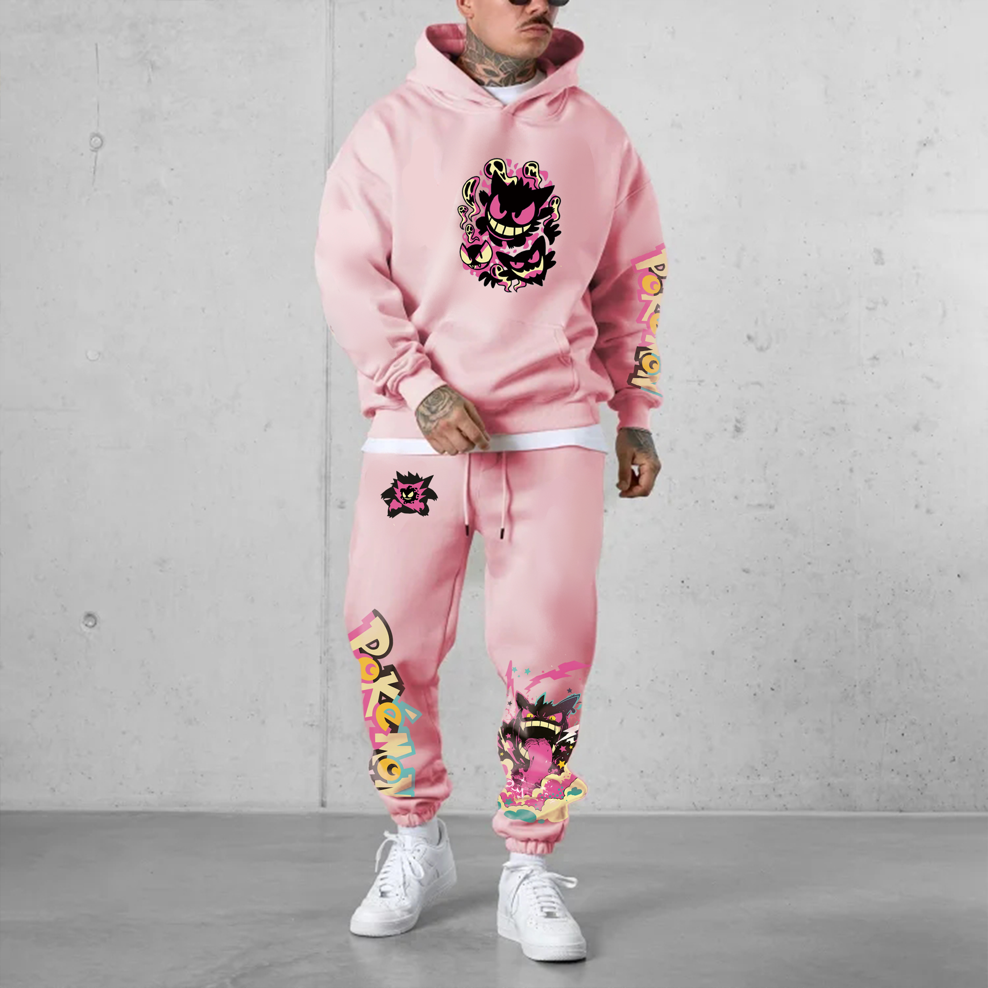 Unisex Anime 3D Print Fleece Hoodie and Pants Set