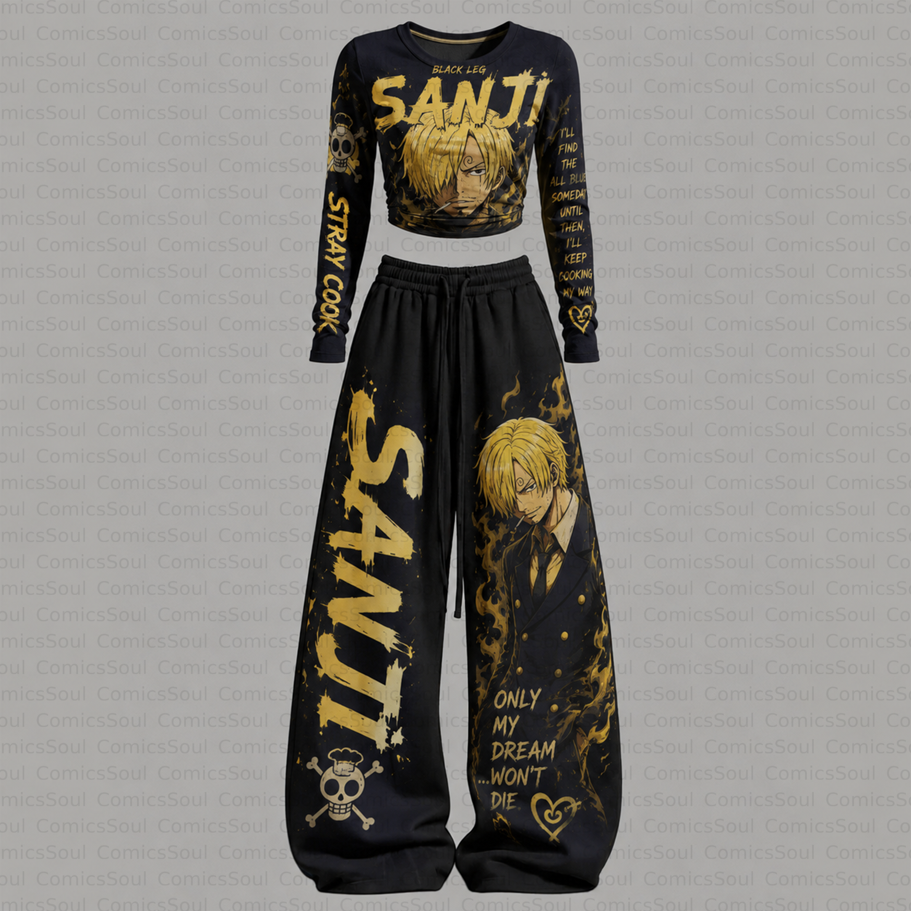 One Piece Long-Sleeve Top And Elastic Pants Set 3051060 TeeThreads Sustain the Scene with Custom Apparel