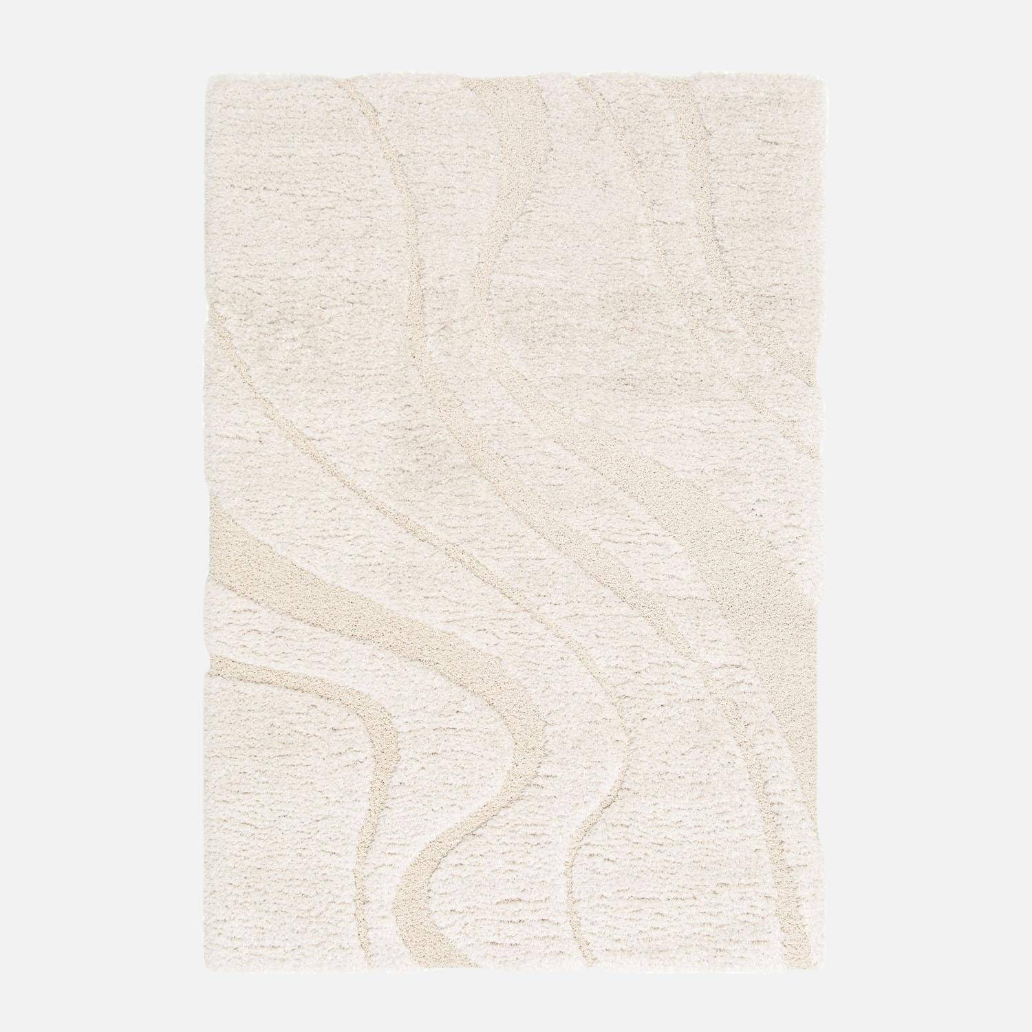 Amy - Alfombra interior de pelo largo  diseño geométrico beige