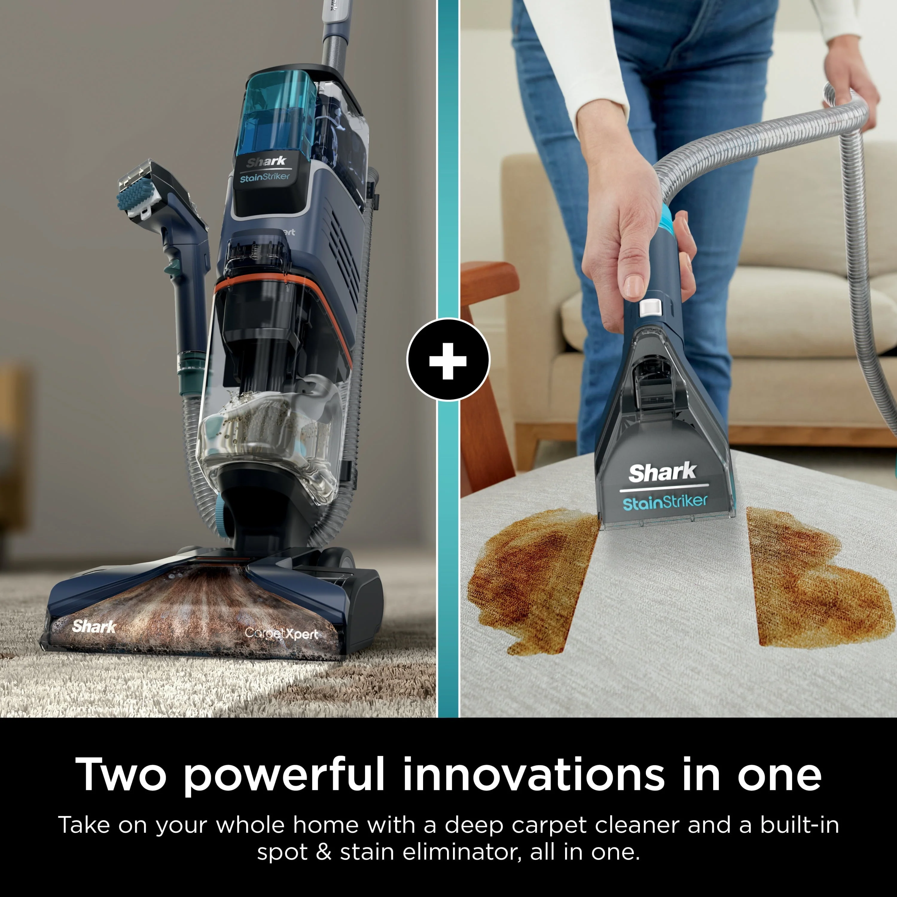 Shark CarpetXpert with StainStriker, Upright Carpet, Area Rug & Upholstery Cleaner for Pets, Built-in Spot & Stain Eliminator, Deep Cleaning & Tough Stain Removal, Carpet Shampooer, Navy, New,EX200 - Image 2