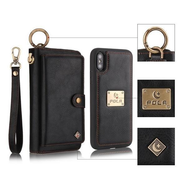 POLA Genuine Leather Zipper Wallet Purse Phoe Bag For Samsung
