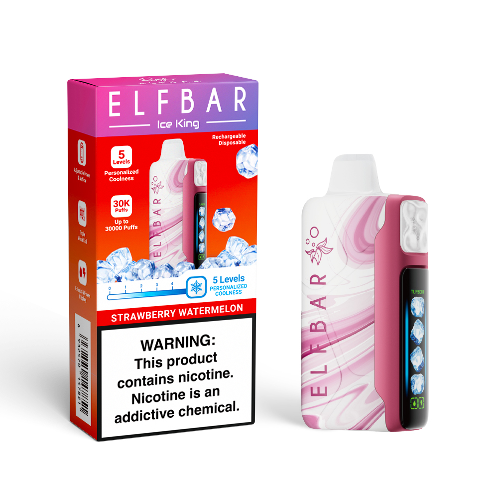 ELF BAR ICE KING 30K cigarette électronique jetable rechargeable (toutes les saveurs)