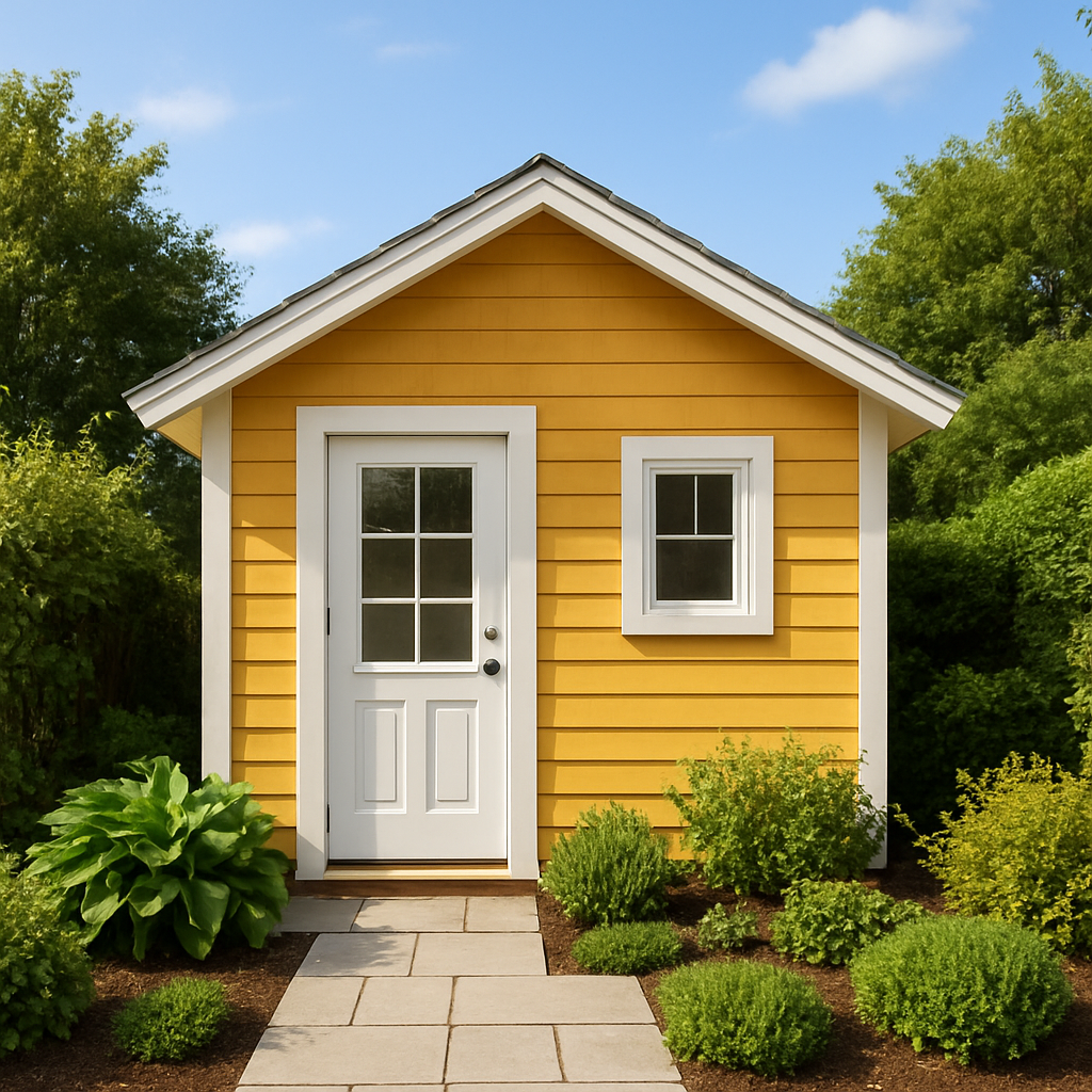 Caseta de jardin de madera Amarilla y Blanca Madera sintética Exterior 200×180×250cm