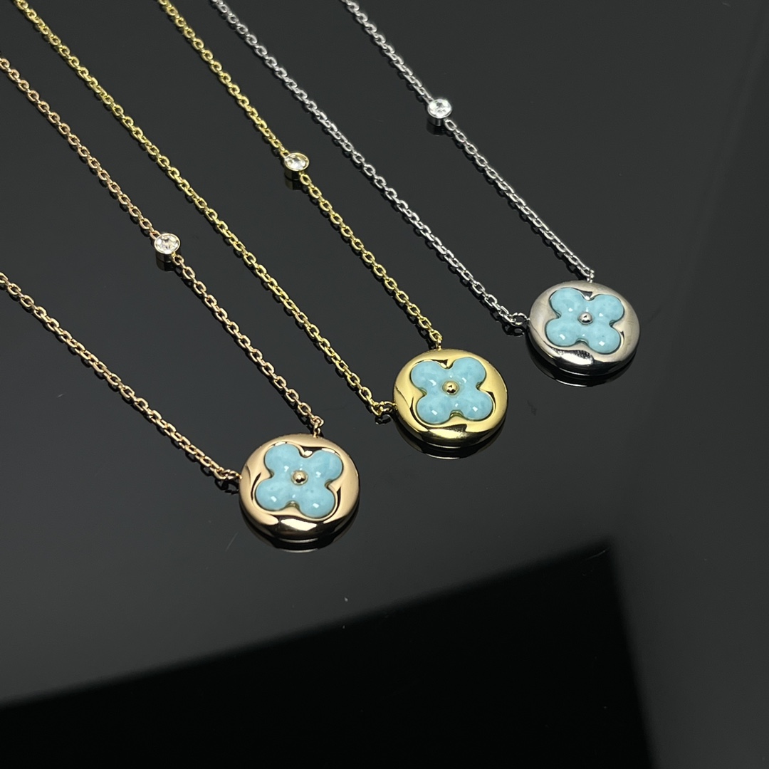 Louis Vuitton Blue Amazonite Sun Blossom Pendant Necklace - Original Replica Club