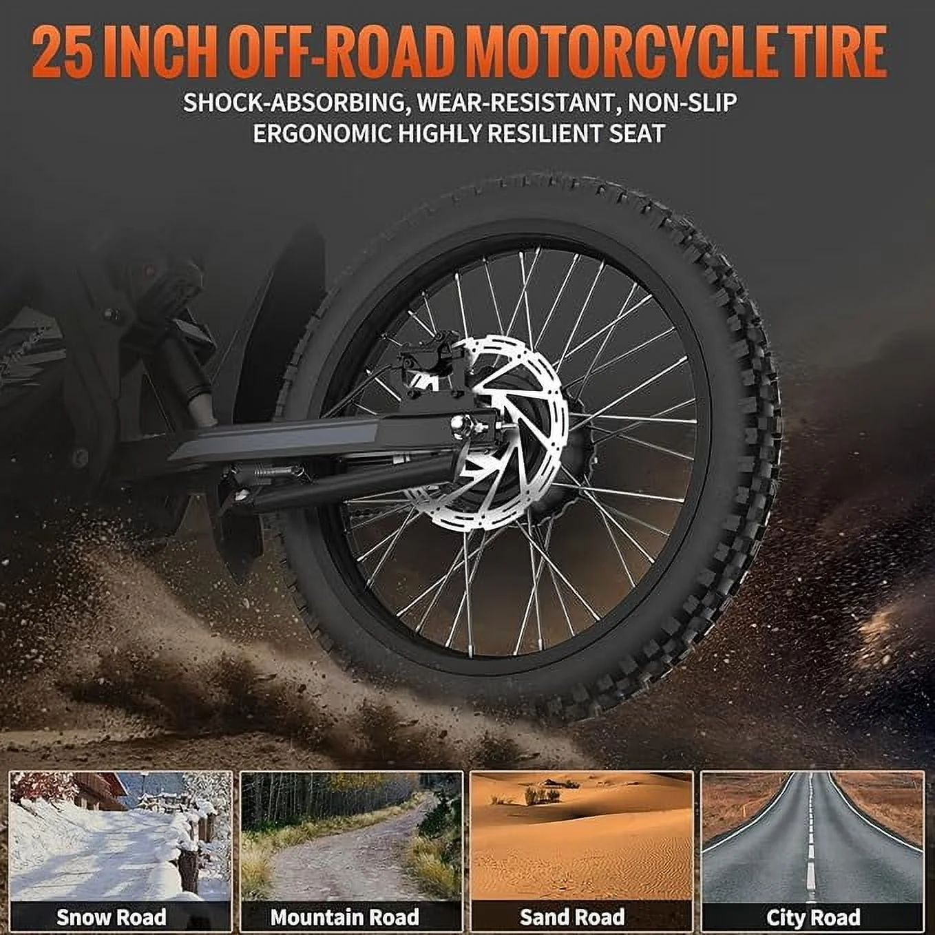 GT73 Electric Bike for Adults, 2000W UL 2849 Electric Dirtbike with 25" Motorcycle Tires,48V36.4AH Dual Battery EBike, Max 37 mph & 85 mile Long Range, Dual Hydraulic Brakes & Full Suspension - Image 7