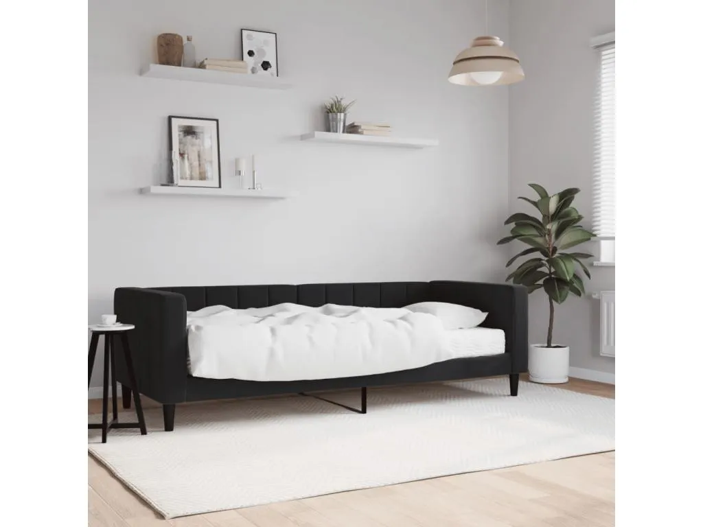 Sofá cama con colchón terciopelo negro 80x200 cm XCEI11096