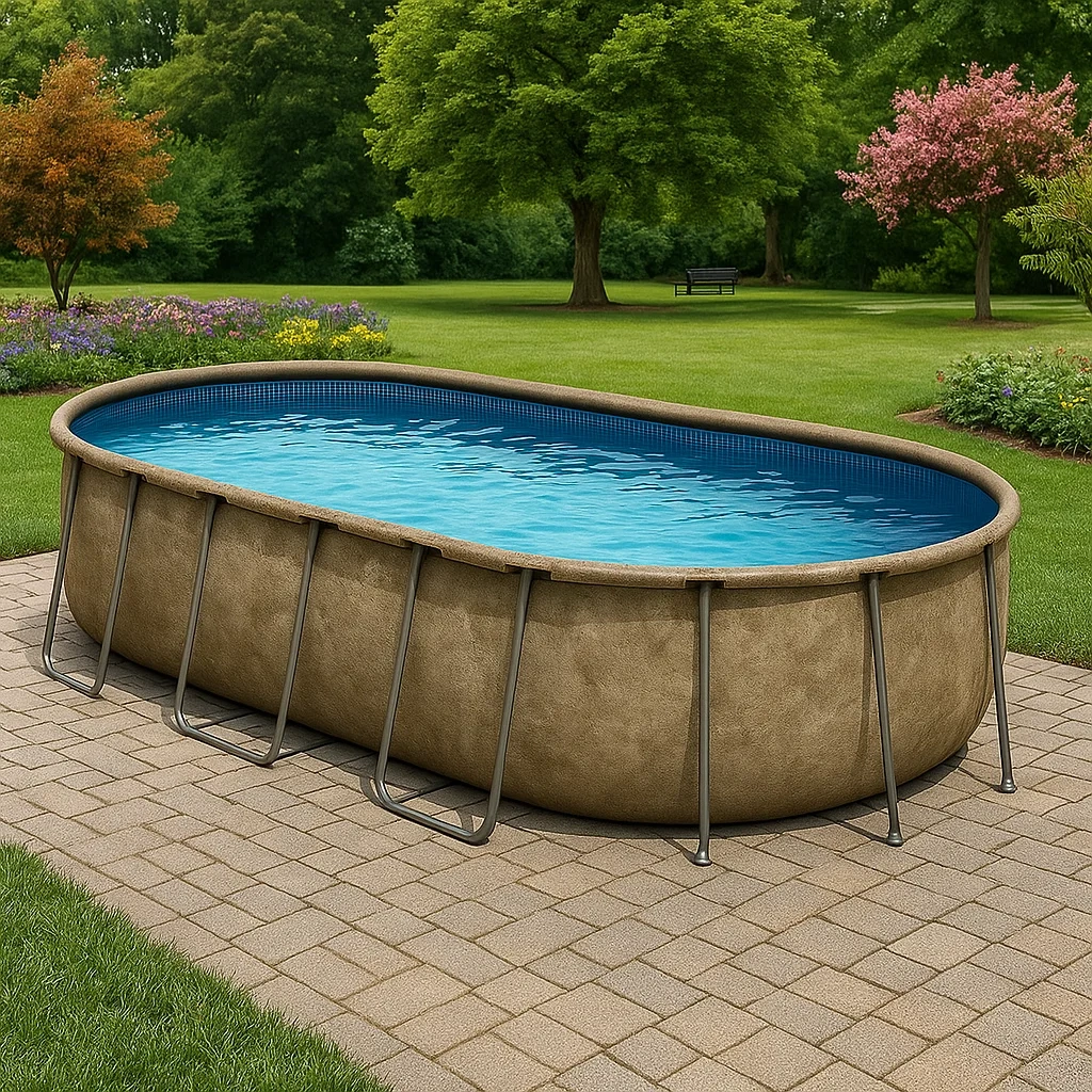 Piscina tubular ovalada 472x286x104 cm, color marrón/azul, ideal para adultos rAWwUnZ158Hj