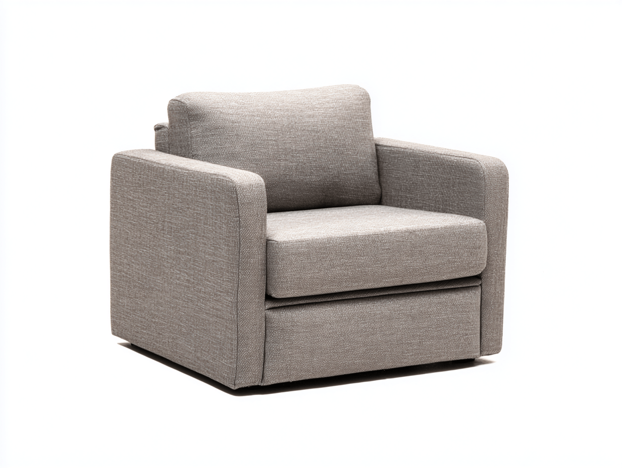 Sillón individual tapizado 95×88×85 cm – gris claro – con un cojín de asiento y un respaldo acolchado