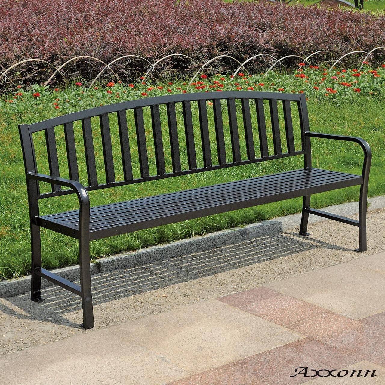 Axxonn 6ft Commercial Heavy Duty Metal Bench, Black, L 70.9 x W 21.3 x H 34.4 inches - image 3
