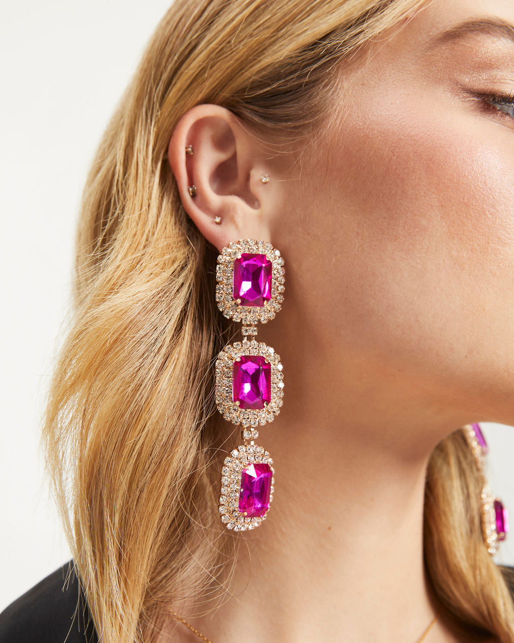 Penelope Gemstone Drop Earrings - Pink - Se7enfashion