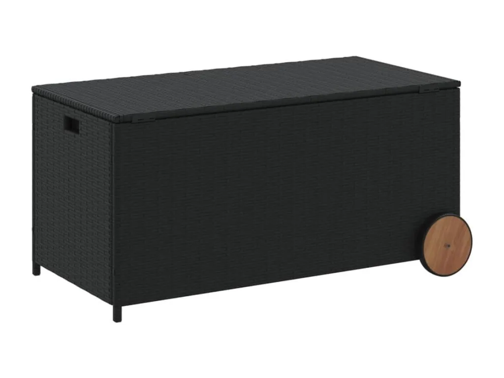 Caja de almacenamiento de jardín y ruedas negras 190l resina tejida pvc3613061