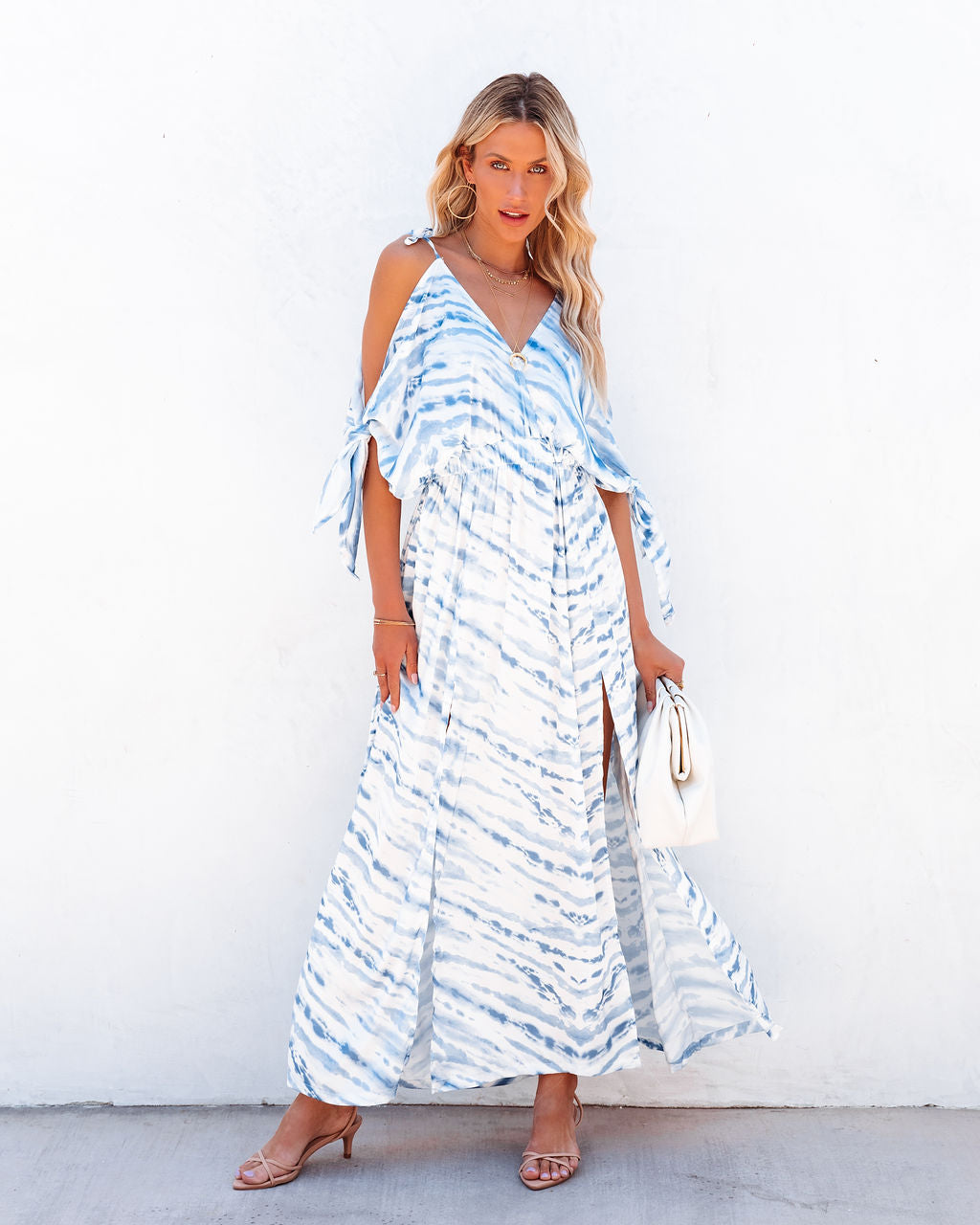 Strikingly Blue Cold Shoulder Maxi Dress - FINAL SALE - Se7enfashion