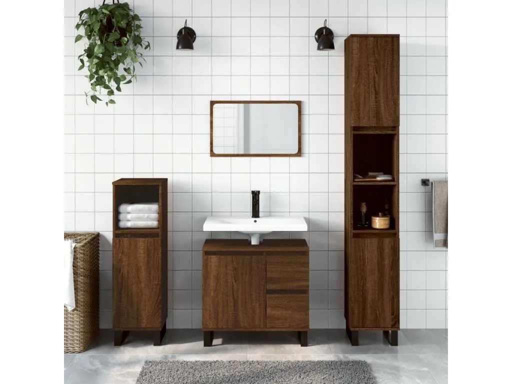 Armario de baño Mueblestop contrachapada marrón Mueblestop 65x33x60 cm 43322XKMH