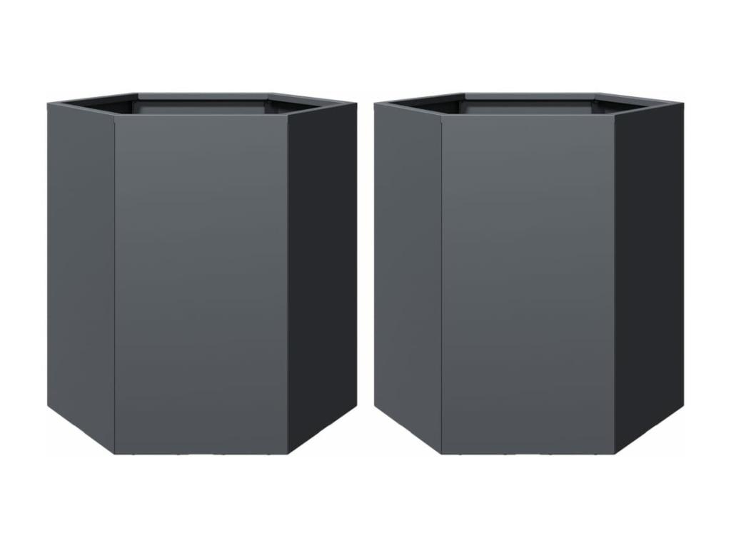 Decoratodo hexagonales 2 uds acero antracita 46x40x45 cm