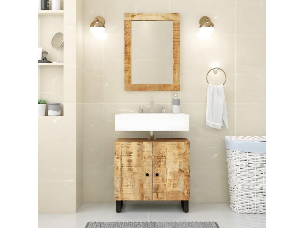 Mueble de lavabo madera mango y madera ingeniería 62x33x58 cm