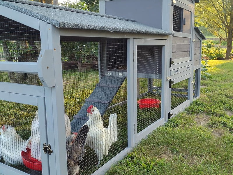 MEDEHOO 80" Mobile Chicken Coop with Wheels - Weatherproof Wooden Hen House, Outdoor Poultry Cage & Nesting Box Run, Expandable Design - Image 3