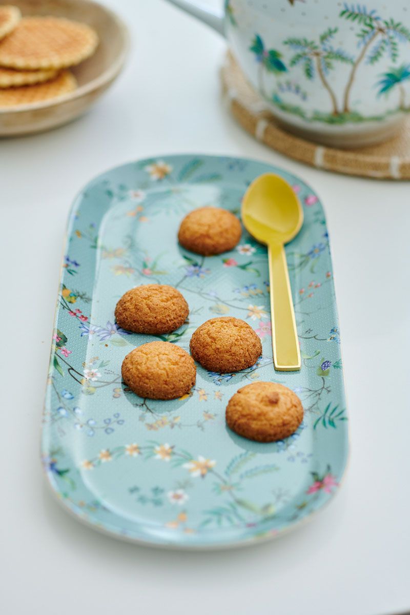 Cake Tray Rectangular Jolie Flowers Blue 33.3x15.5cm