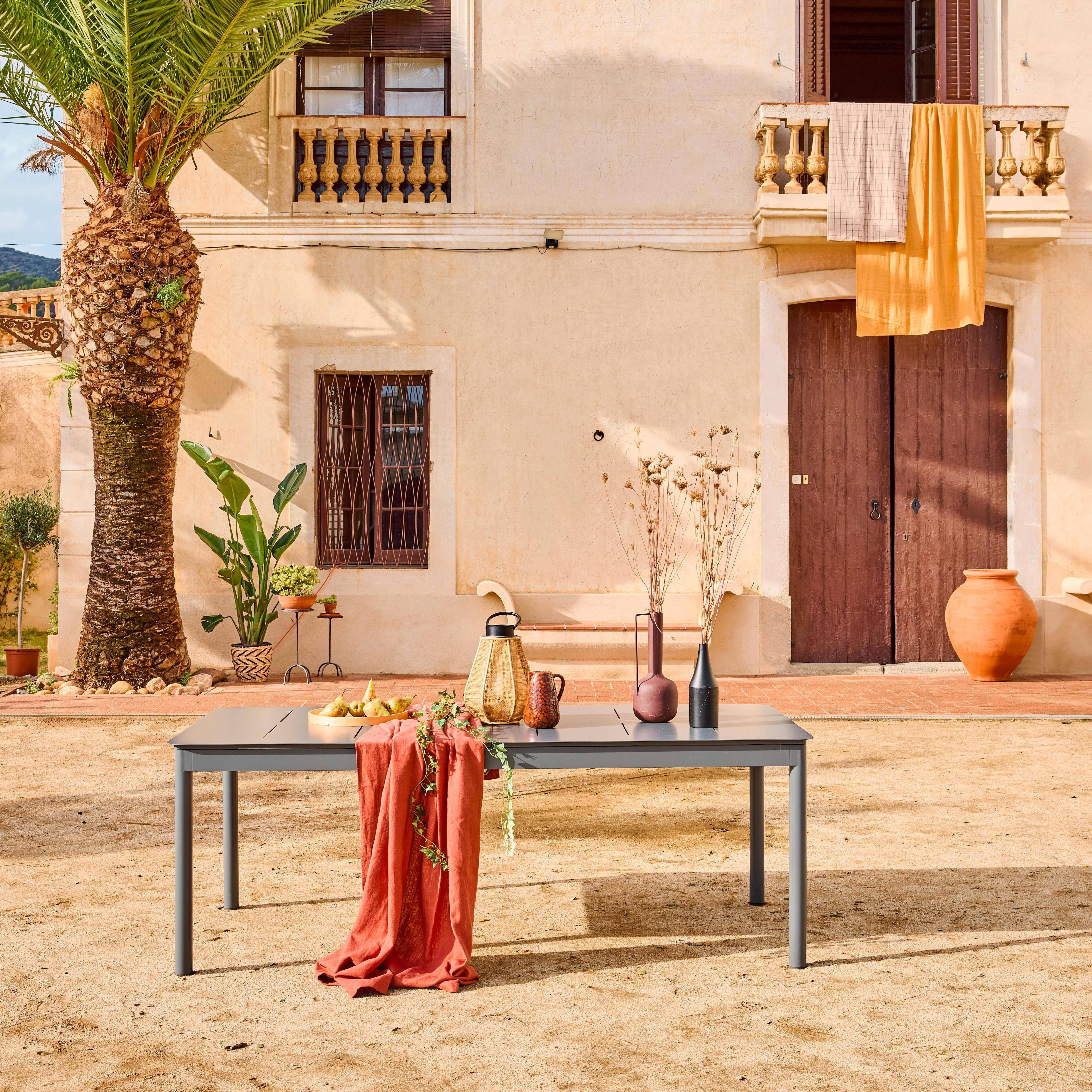 Charleston - Mesa de jardín extensible de aluminio de 8 plazas