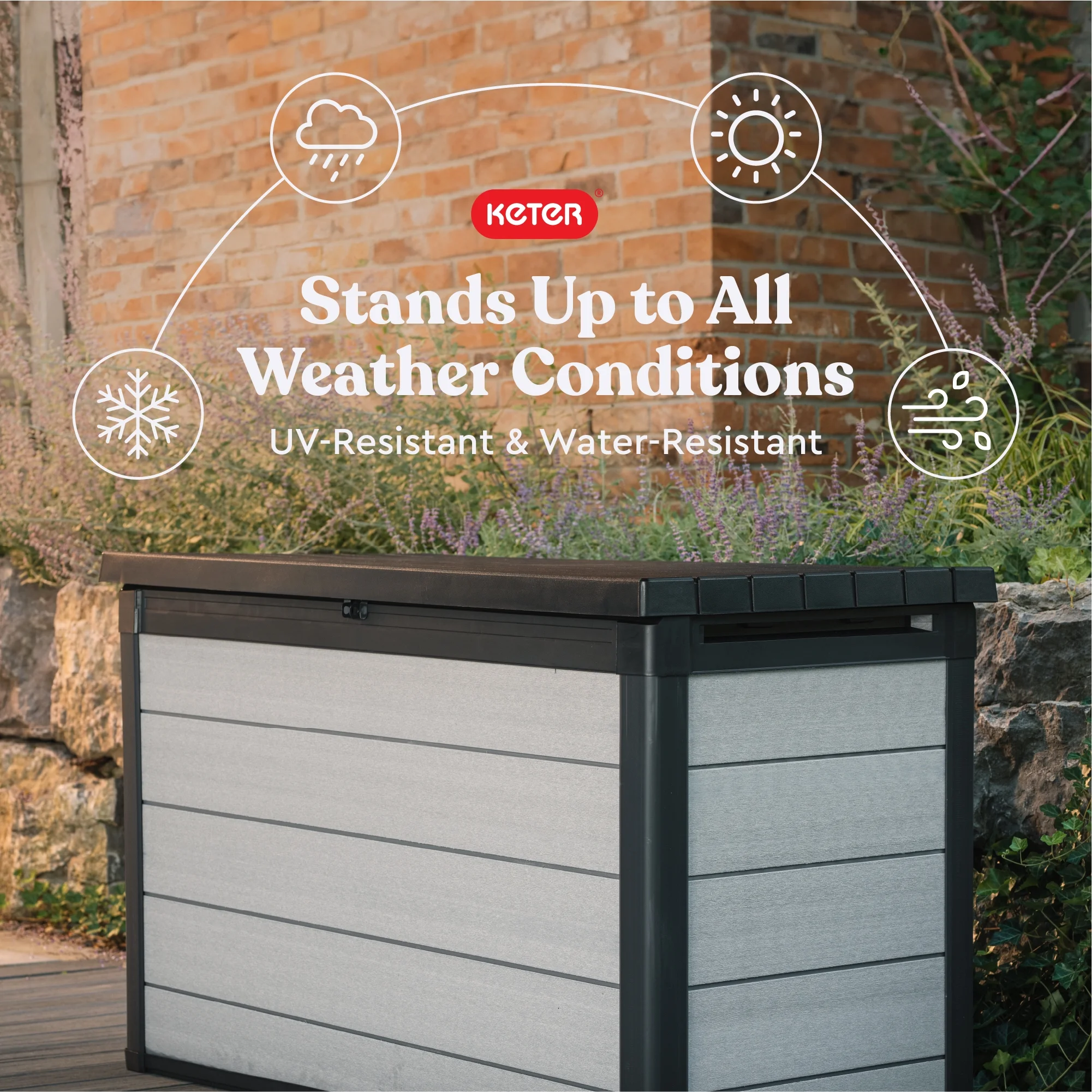 Keter Denali Grey 200 Gallon Durable Resin Outdoor Storage Deck Box Ideal Store Garden Tools and Pool Toys, Grey - Image 6